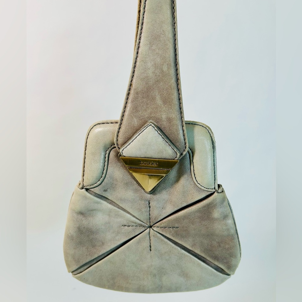 Botkier Grey Leather Looped Small Wristlet Bag RARE Origami Style - Picture 3 of 13